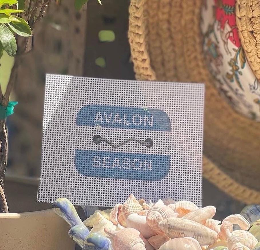 Ventnor Season Beach Tag Needlepoint Canvas | Jersey Shore | Needlepoint Canvas